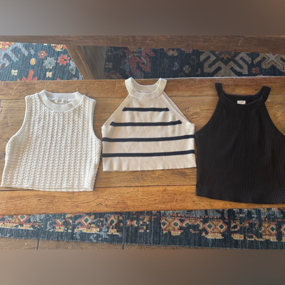 Girls Zara 9/10 Stylish Sleeveless Knit Tops - Set of Three